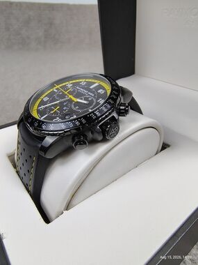 $1,875 Men's Raymond Weil Tango Chrono Black/Yellow Rubber Watch 8570-BKR-05275